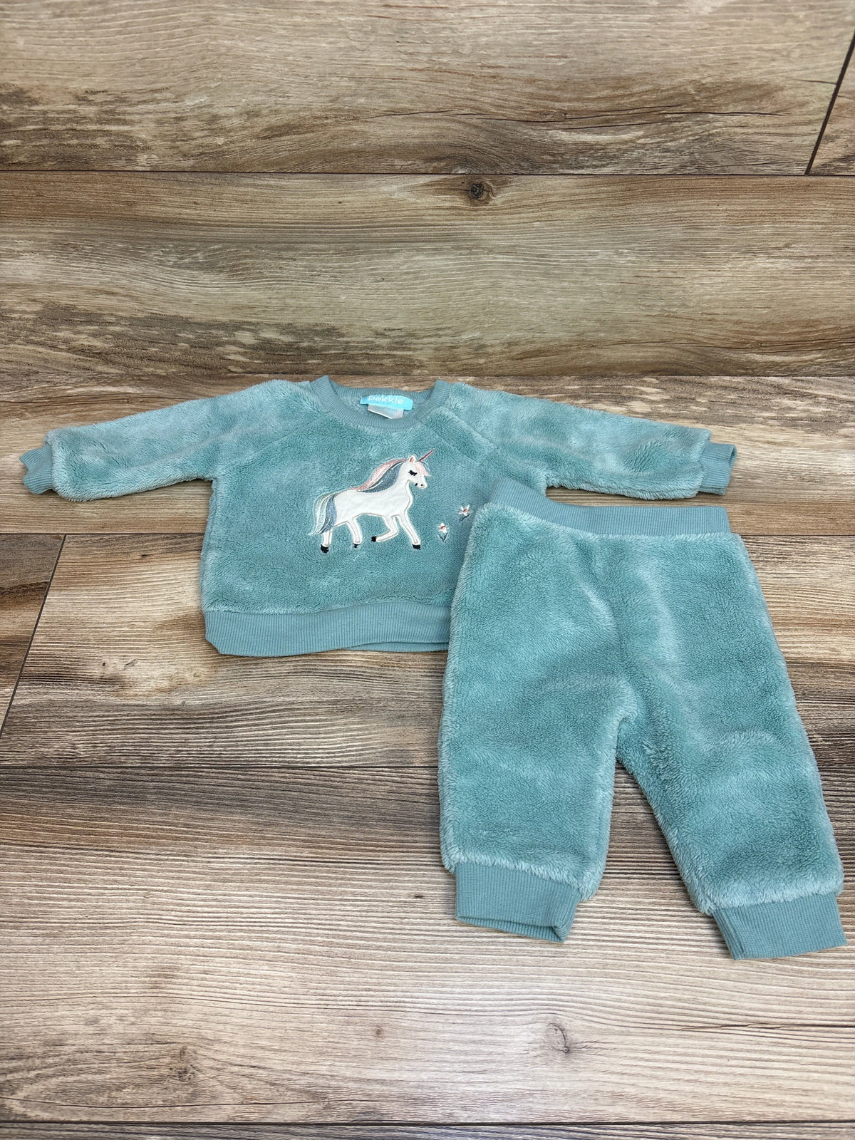 Pekkle 2pc Plush Unicorn Sweatshirt & Joggers Set Blue sz 3m