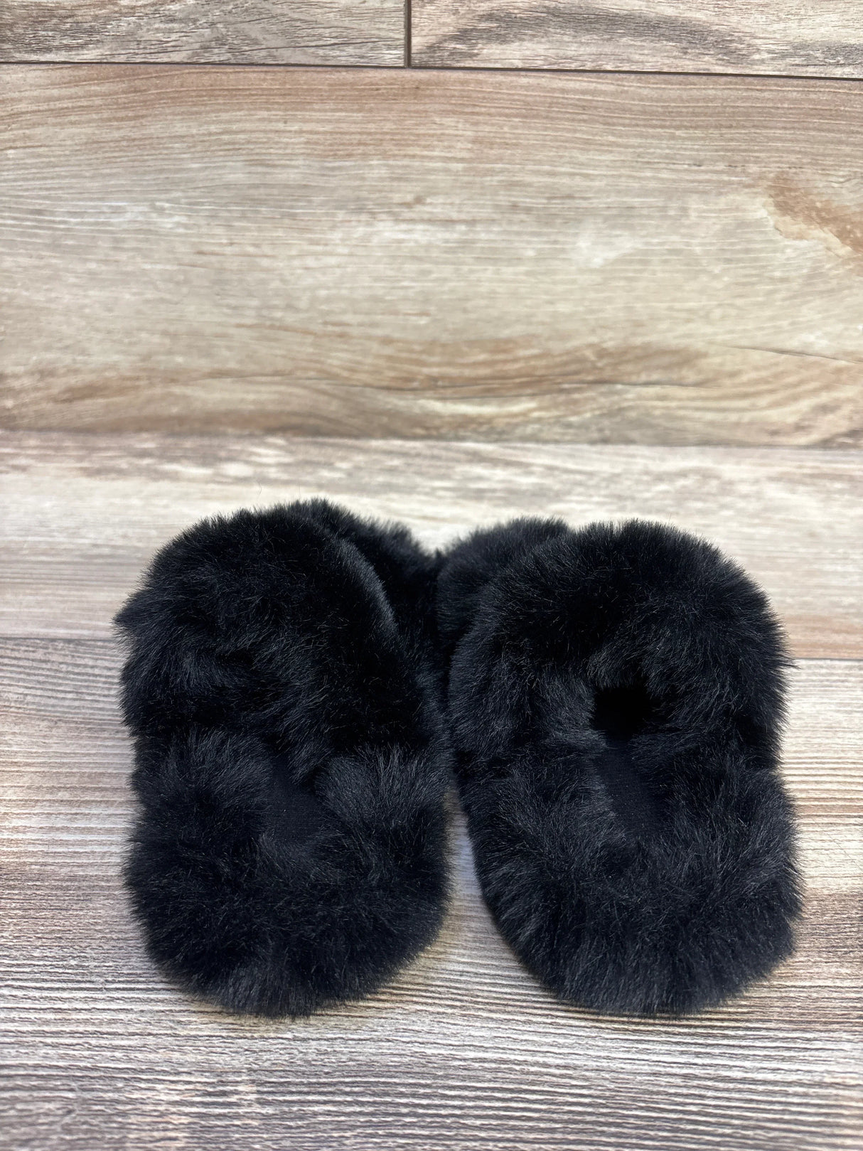 Plush Slide Slippers Black sz 9c
