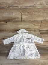 NEW DKNY Star Print Plush Hooded Bath Robe White sz 0-3m