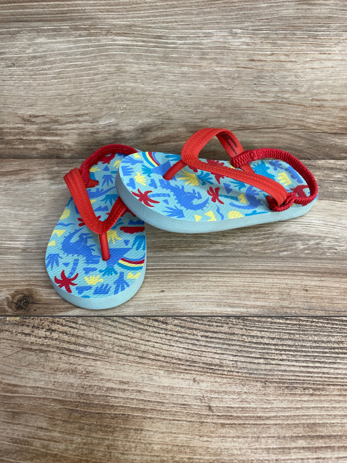 Cat & Jack Dino Flip Flops Red sz 9-10c