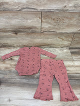 Rabbit + Bear Organic 2pc Pointelle Knit Bodysuit & Pants Set Pink sz 6-9m