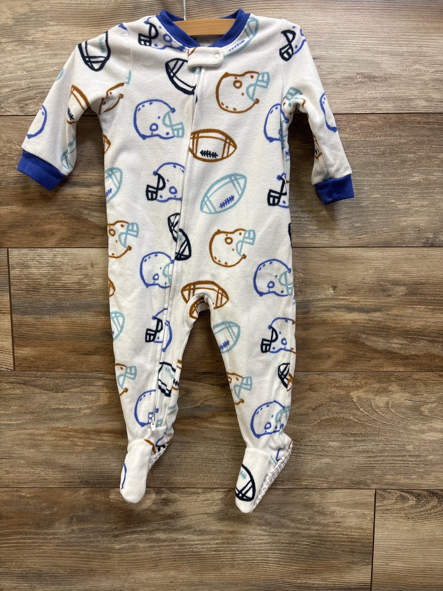 Carter's Football Blanket Sleeper White sz 12m