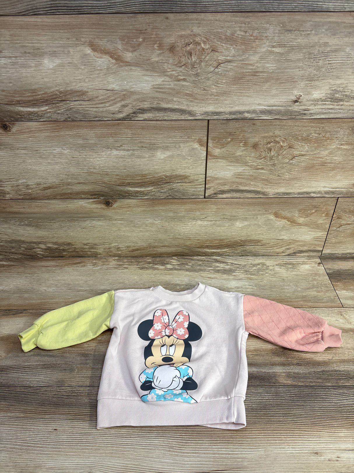 Disney Junior Minnie Mouse Color Block Sweatshirt Peach sz 2T