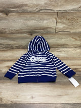 NEW Oshkosh Striped Logo Full Zip Hoodie Blue sz 24m