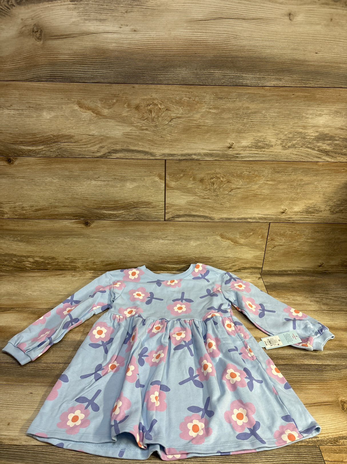 NEW Cat & Jack Floral Sweatshirt Dress Blue sz 5T