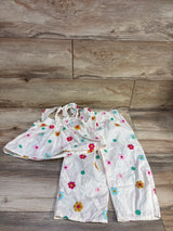 Zara 2pc Embroidered Flower Top & Pants Set Ivory sz 5T