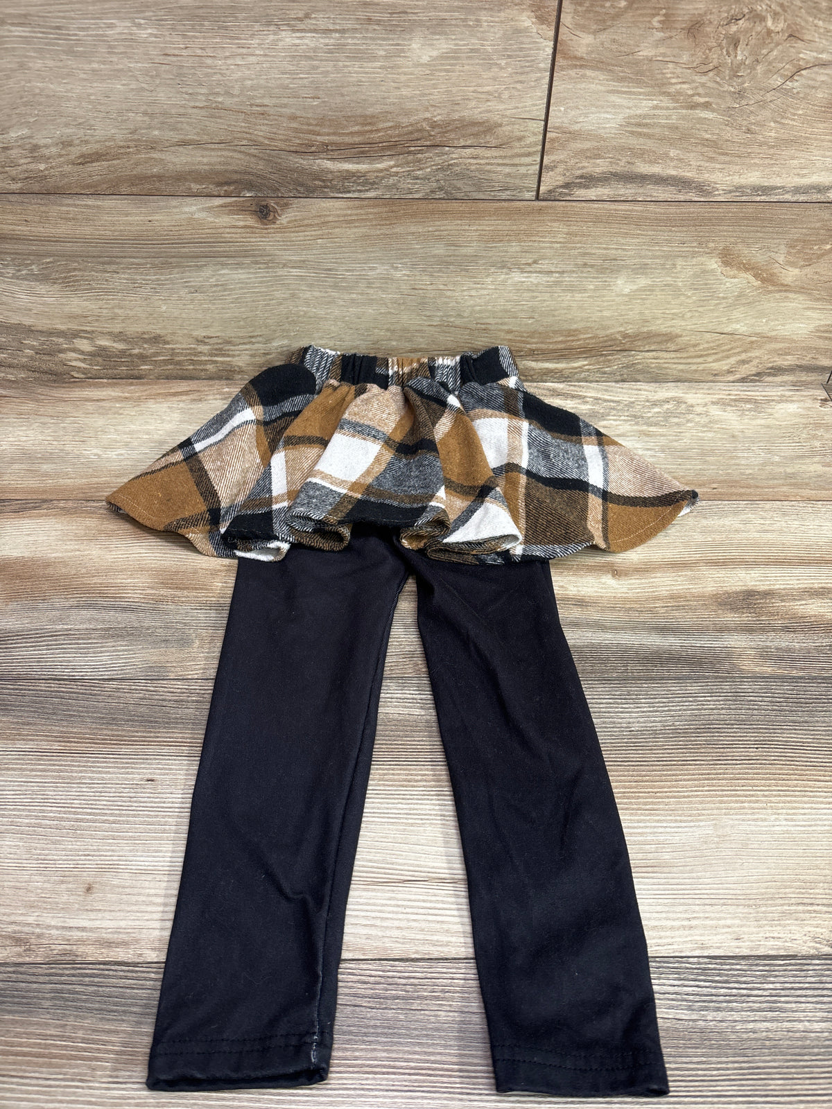 Shein Plaid Skirted Leggings Black sz 3/4T