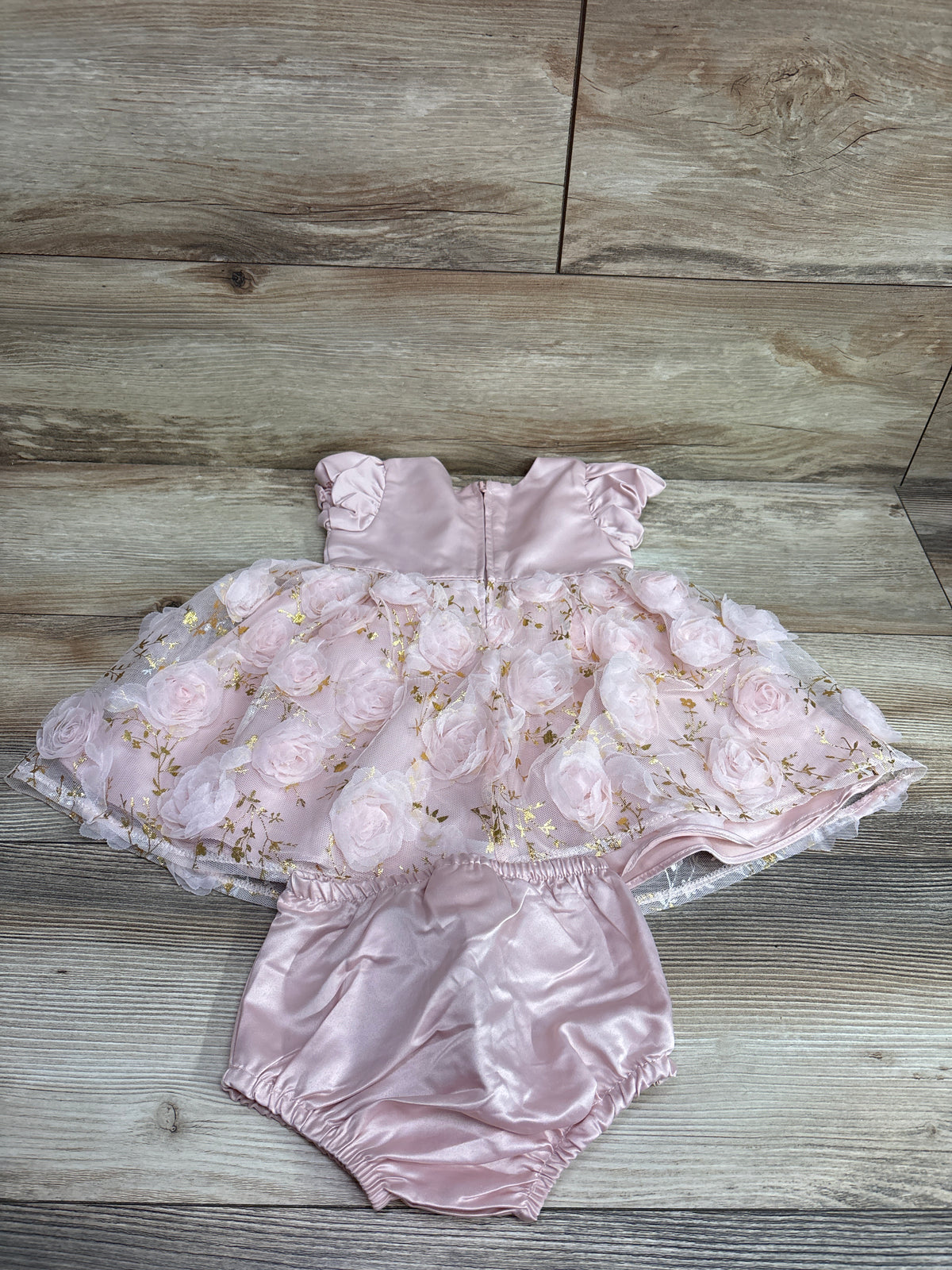 Rare Editions 2pc Metallic Tulle Dress & Bloomers Pink sz 6-9m