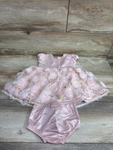 Rare Editions 2pc Metallic Tulle Dress & Bloomers Pink sz 6-9m