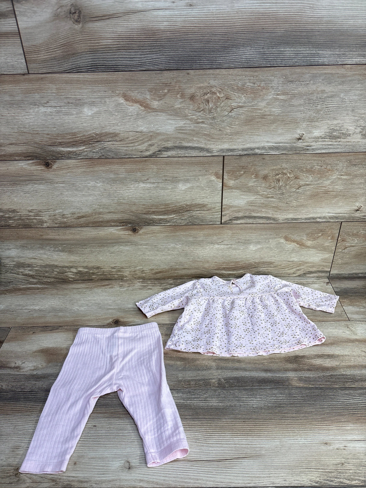 Little Me 2pc Long Sleeve Shirt & Ribbed Leggings Pink sz 9m