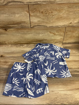 NEW Grayson Mini 2pc Textured Woven Shirt & Shorts Set Blue sz 2T