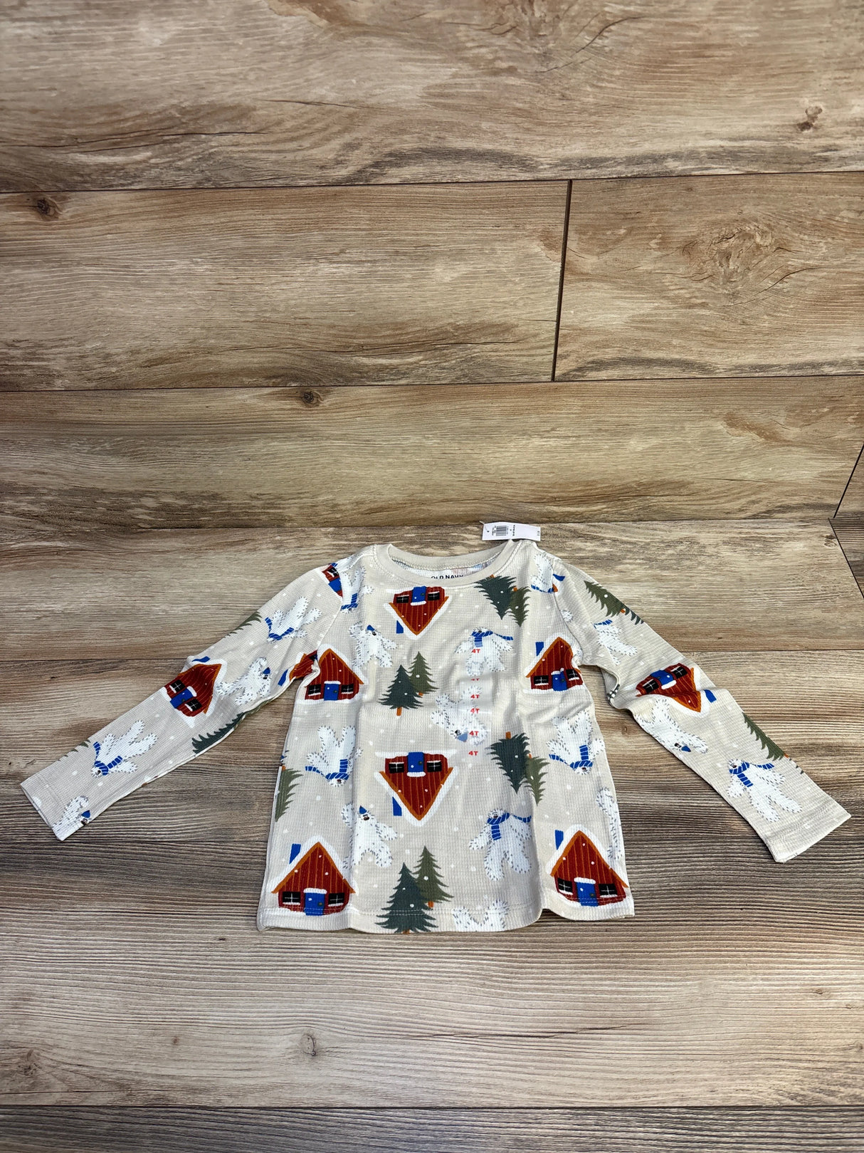 NEW Old Navy Abominable Snowman Waffle Knit Beige Shirt sz 4T