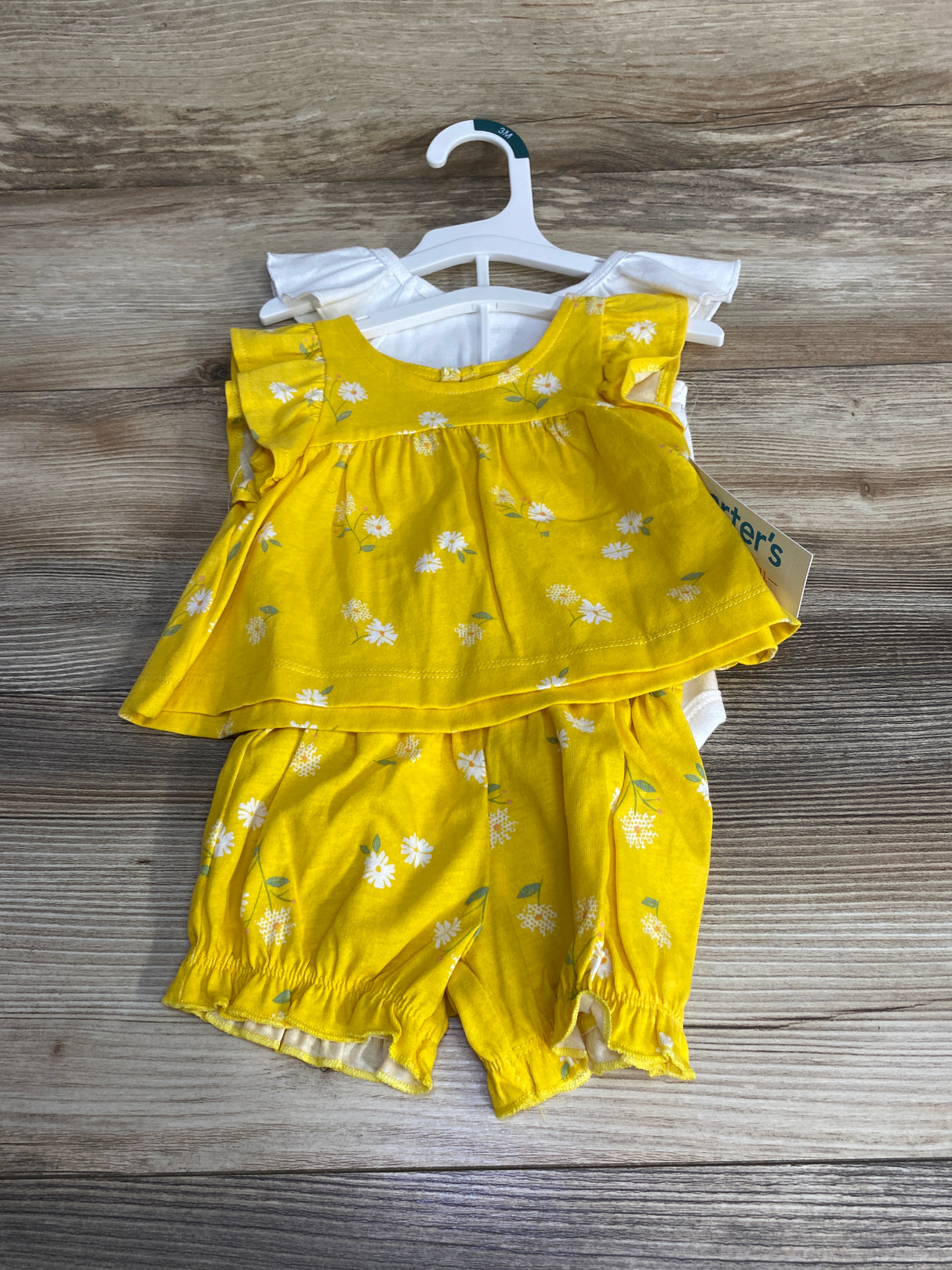 NEW Just One You 3pc Floral Top & Shorts Set Yellow/White sz 3m