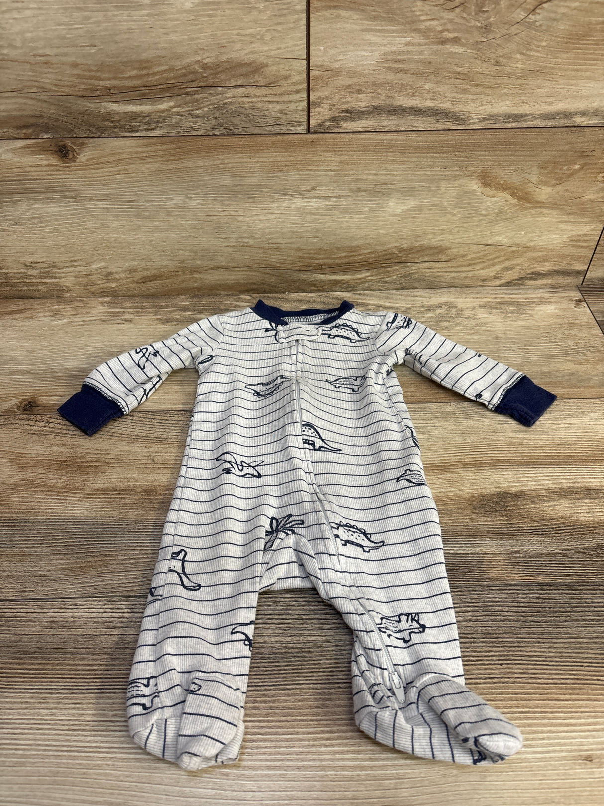 Carter's Ribbed Dinosaur Print Sleeper Grey sz 3m