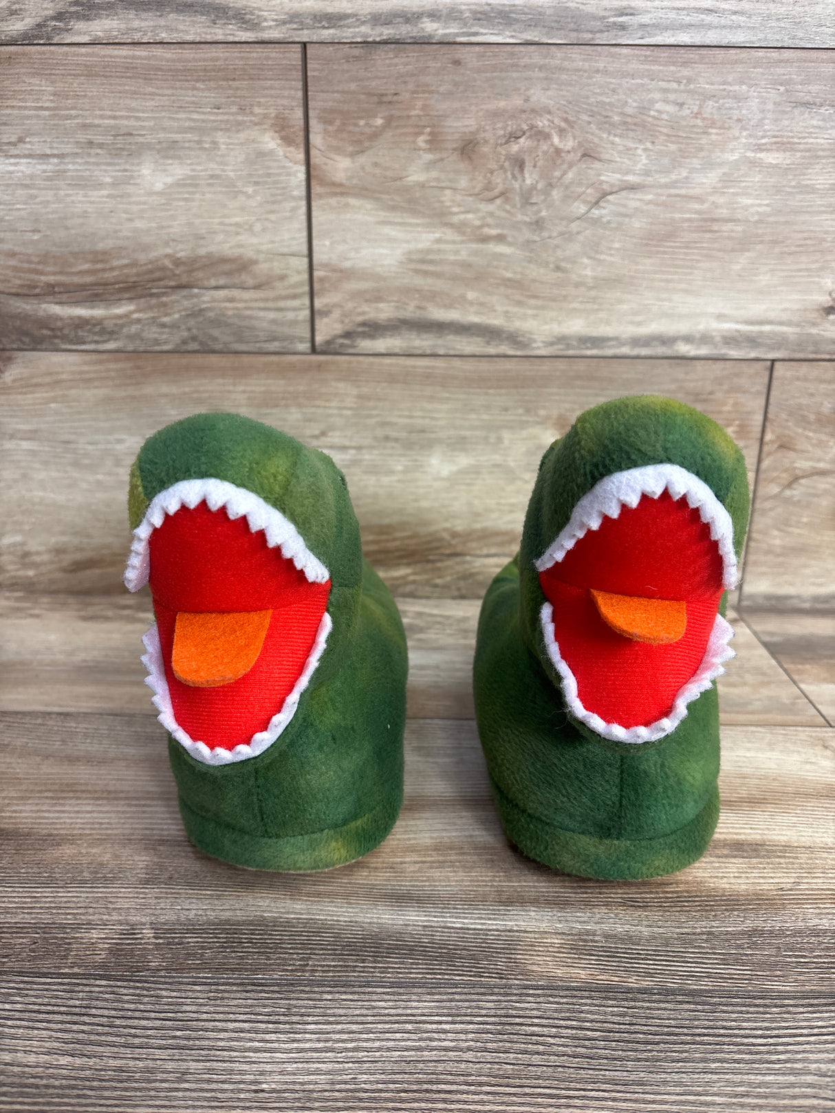 Old Navy Faux-Fur Dino Critter Slippers Green sz 10/11c