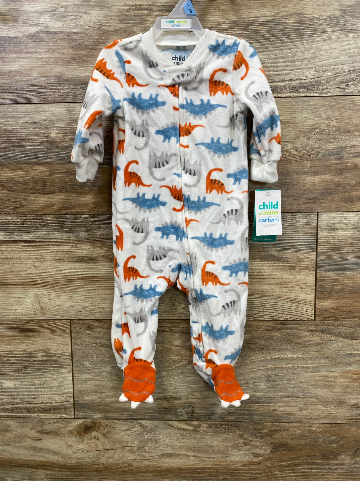 NEW Child Of Mine Dinosaur Blanket Sleeper White sz 3-6m