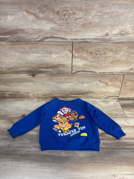 Blue toddler sweatshirt with cartoon puppy characters and fun graphic print, kids apparel