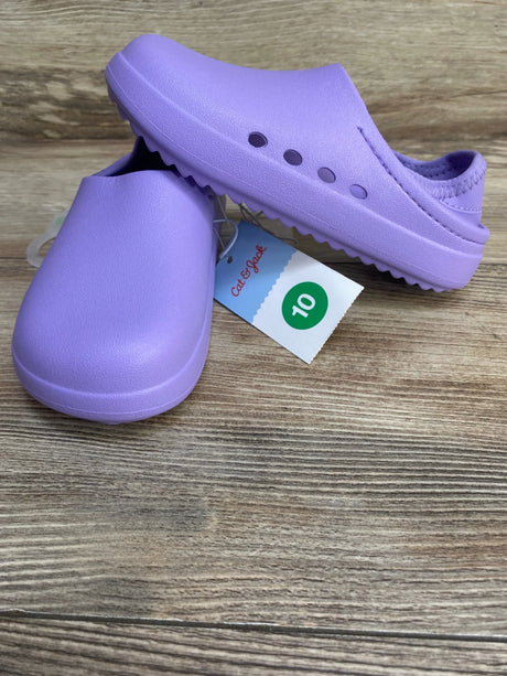 Front view of Cat and Jack toddler purple Rowan water shoes size 10C showing slip on design on white background