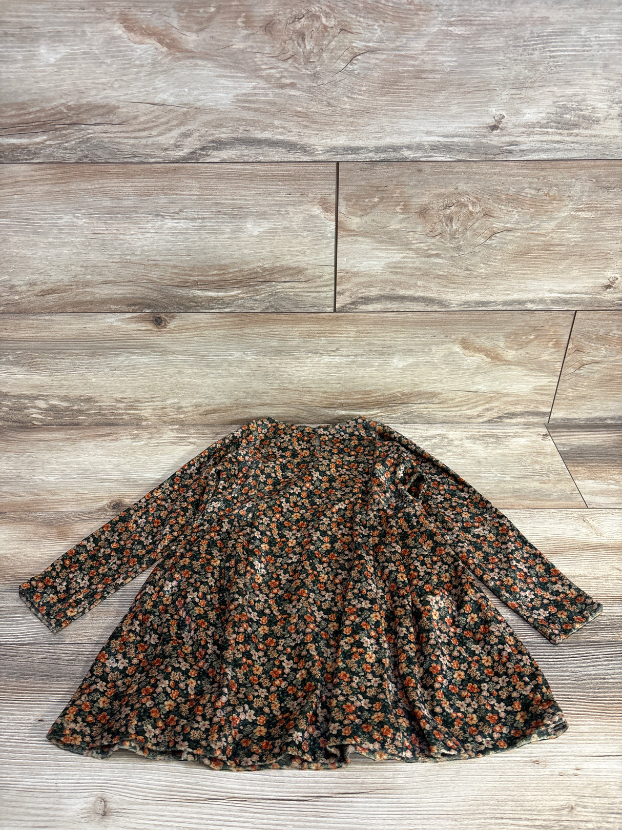 Zara Floral Velvet Dress Green sz 5T