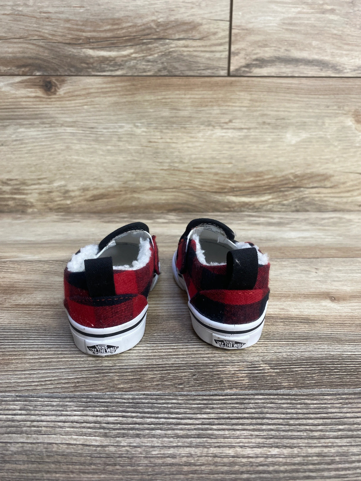 Vans Sherpa Lined Slip-On Shoes Red Plaid sz 6.5c - Me n Mommy To Be