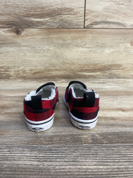 Vans Sherpa Lined Slip-On Shoes Red Plaid sz 6.5c - Me n Mommy To Be