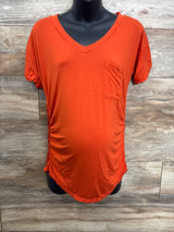 Maternity Ruched V-Neck Shirt Orange sz Medium