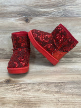 Link Girls' Faux Fur Sequin Snow Boots Red Sz 5c