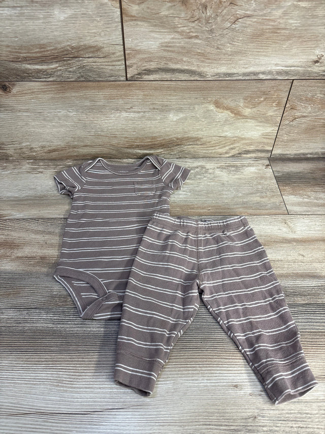 Carter's 2pc Striped Bodysuit & Pants Brown sz 6m - Me n Mommy To Be