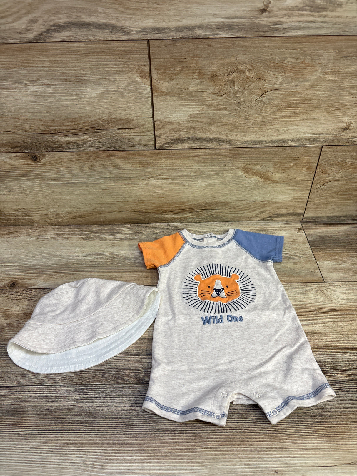 Baby Starters 2pc Shortie Romper & Hat Set Beige sz 9m