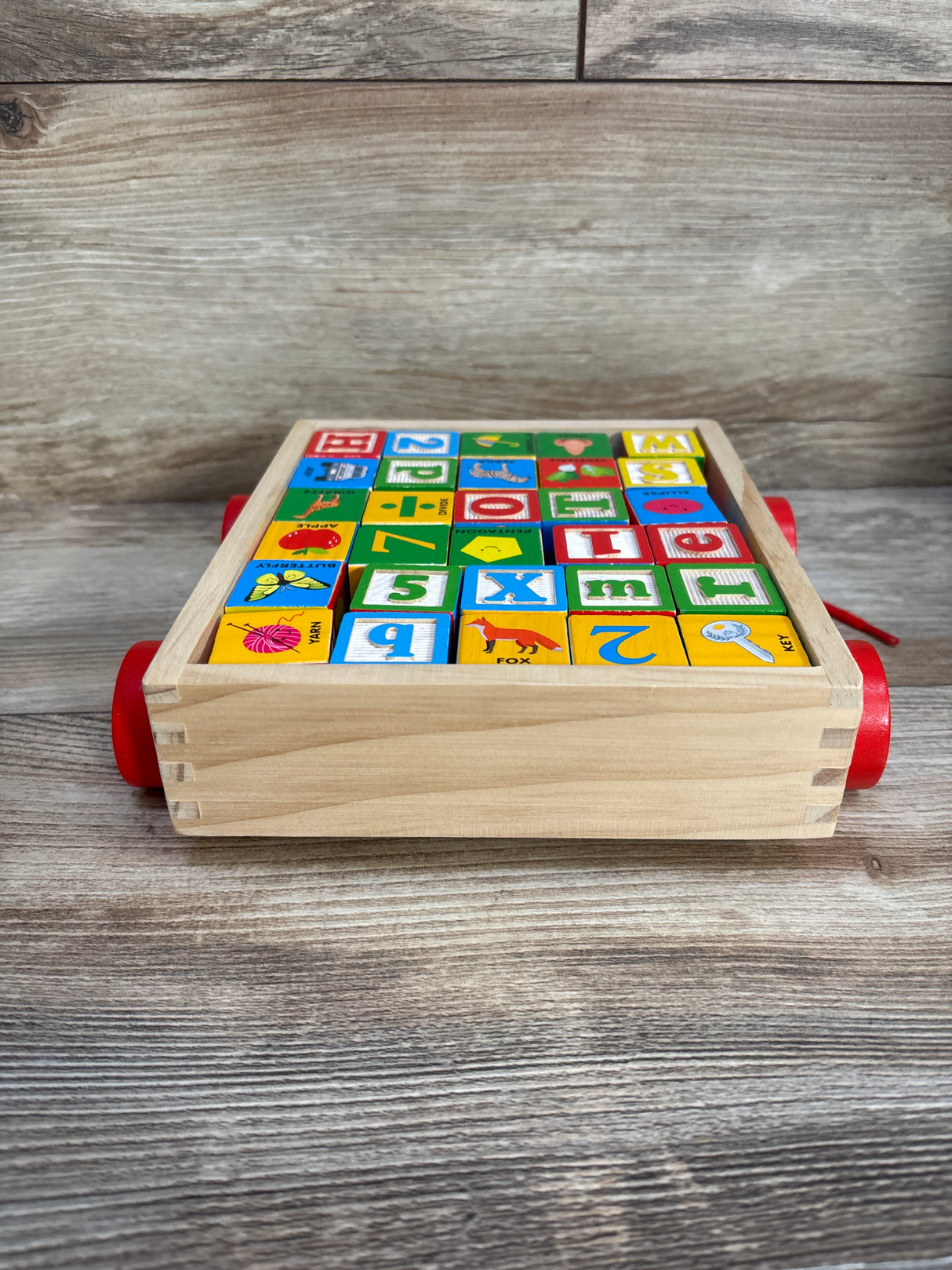 AToyLink ABC Wooden Stacking Blocks Pull Cart