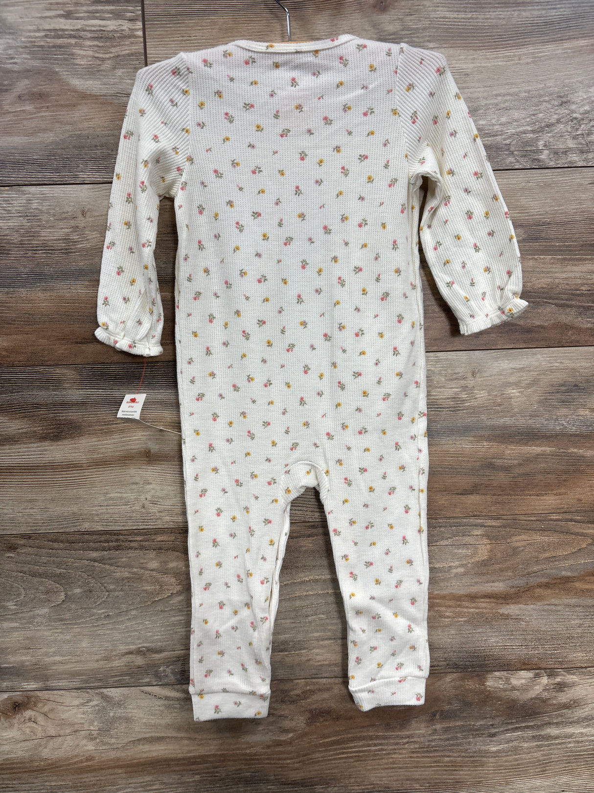 NEW Cat & Jack Waffle Knit Floral Coverall White sz 18m