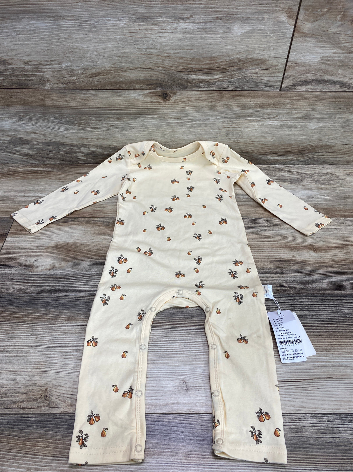 NEW Hayebeva Pear Print Coverall Yellow sz 12-18m