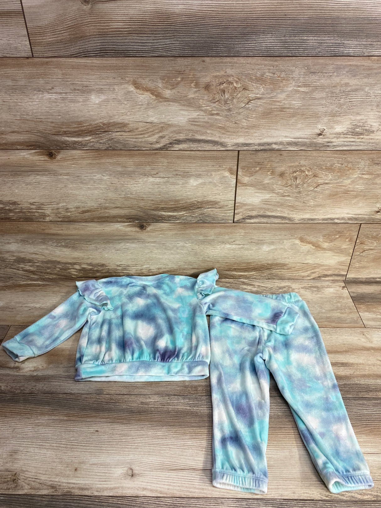 Cat & Jack 2pc Velour Tie-Dye Shirt & Pants Set Blue sz 2T