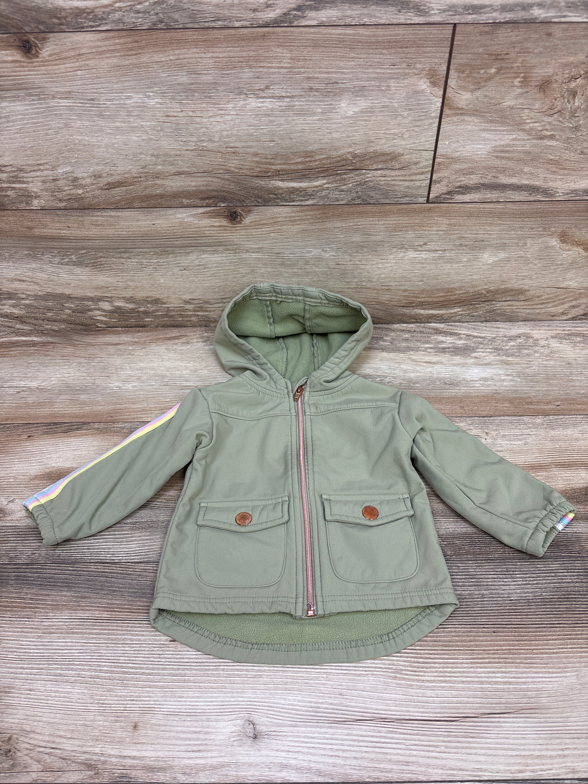 Penelope Mack Fleece Lined Waterproof Jacket Green sz 12m
