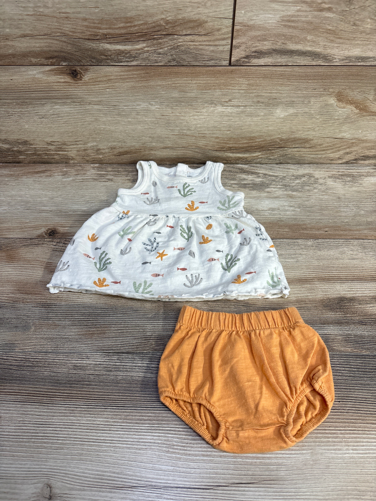 Little Co. 2pc Sea Dress & Bloomers White sz 3m