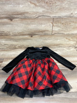 Cat & Jack Velvet Long Sleeve Tulle Dress Buffalo Plaid Black sz 5T