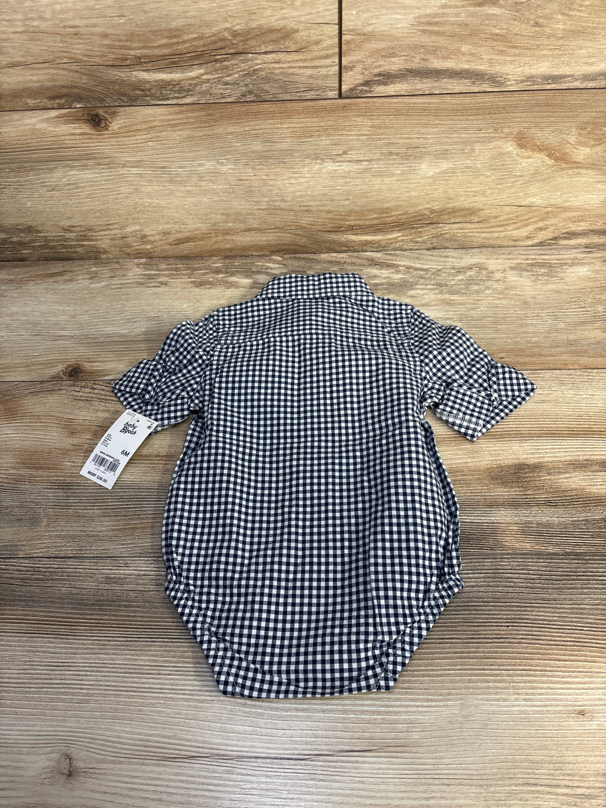 NEW OshKosh Checker Print Polo Bodysuit Blue sz 6m