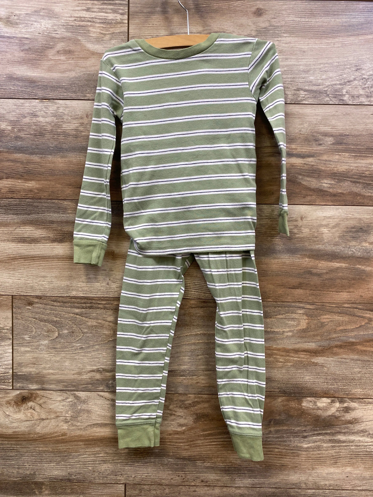 Simple Joys 2pc Striped Pajama Set Green sz 5T