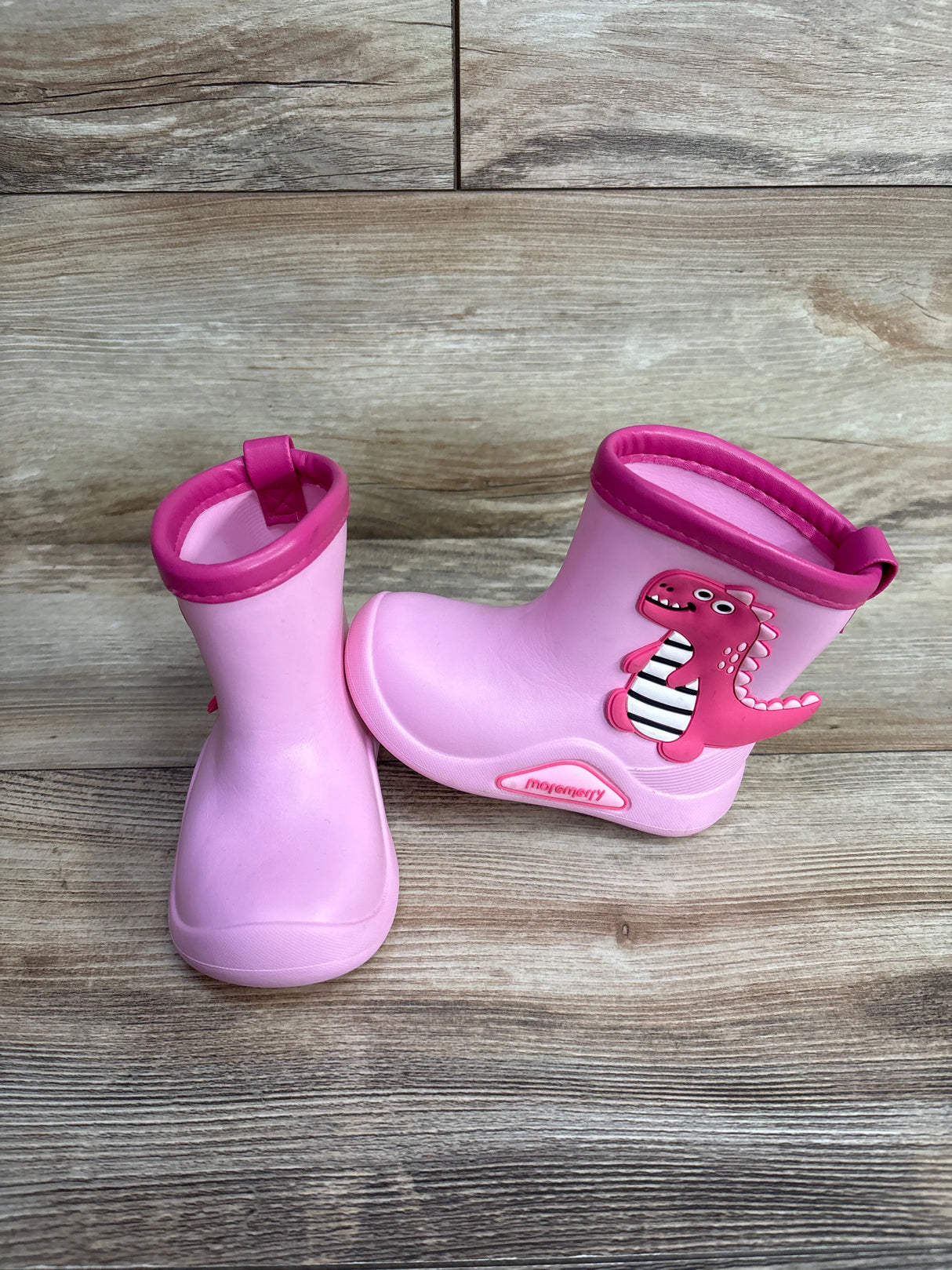 Mumeng Moremerry Dinosaur Rain Boots Pink sz 7/8c