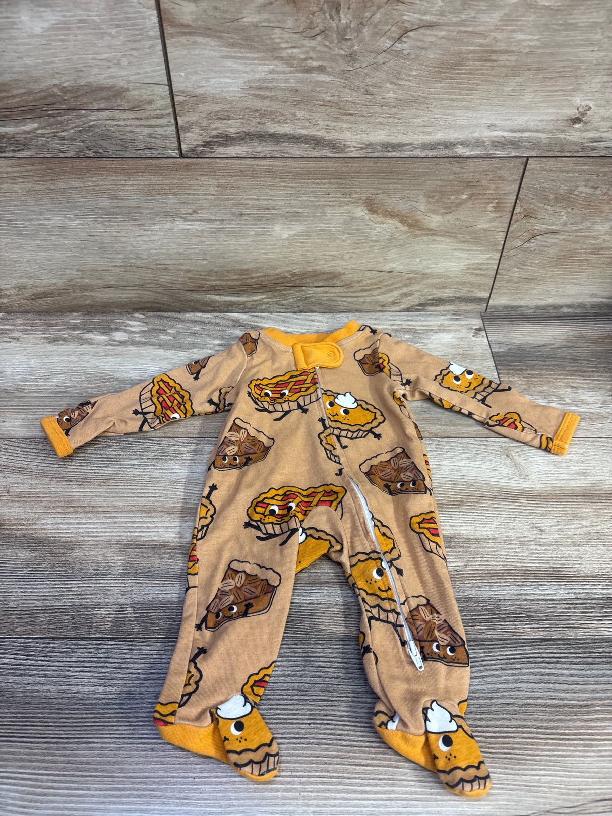Honest Baby Pie Print Sleeper Orange sz Newborn