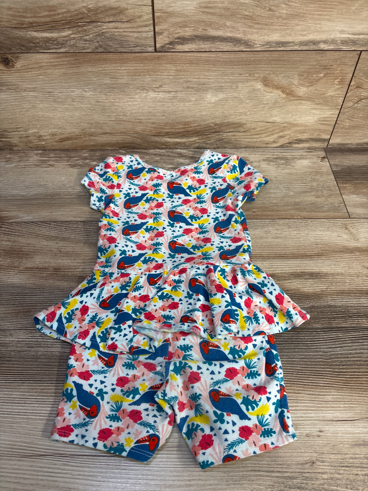 Dot Dot Smile Tropical Bird Skirted Romper White sz 3/4T
