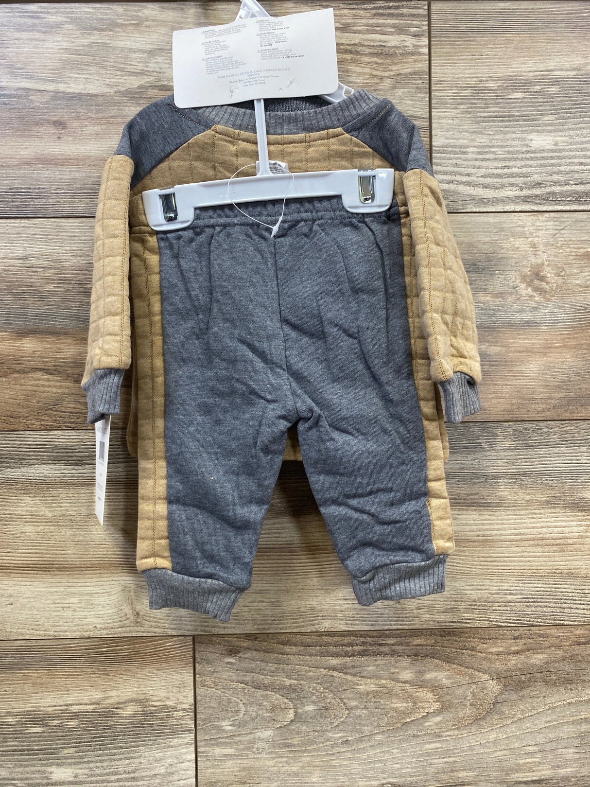 NEW Rachel Zoe 3pc Quilted Sweatshirt & Joggers Set Brown sz 6-9m