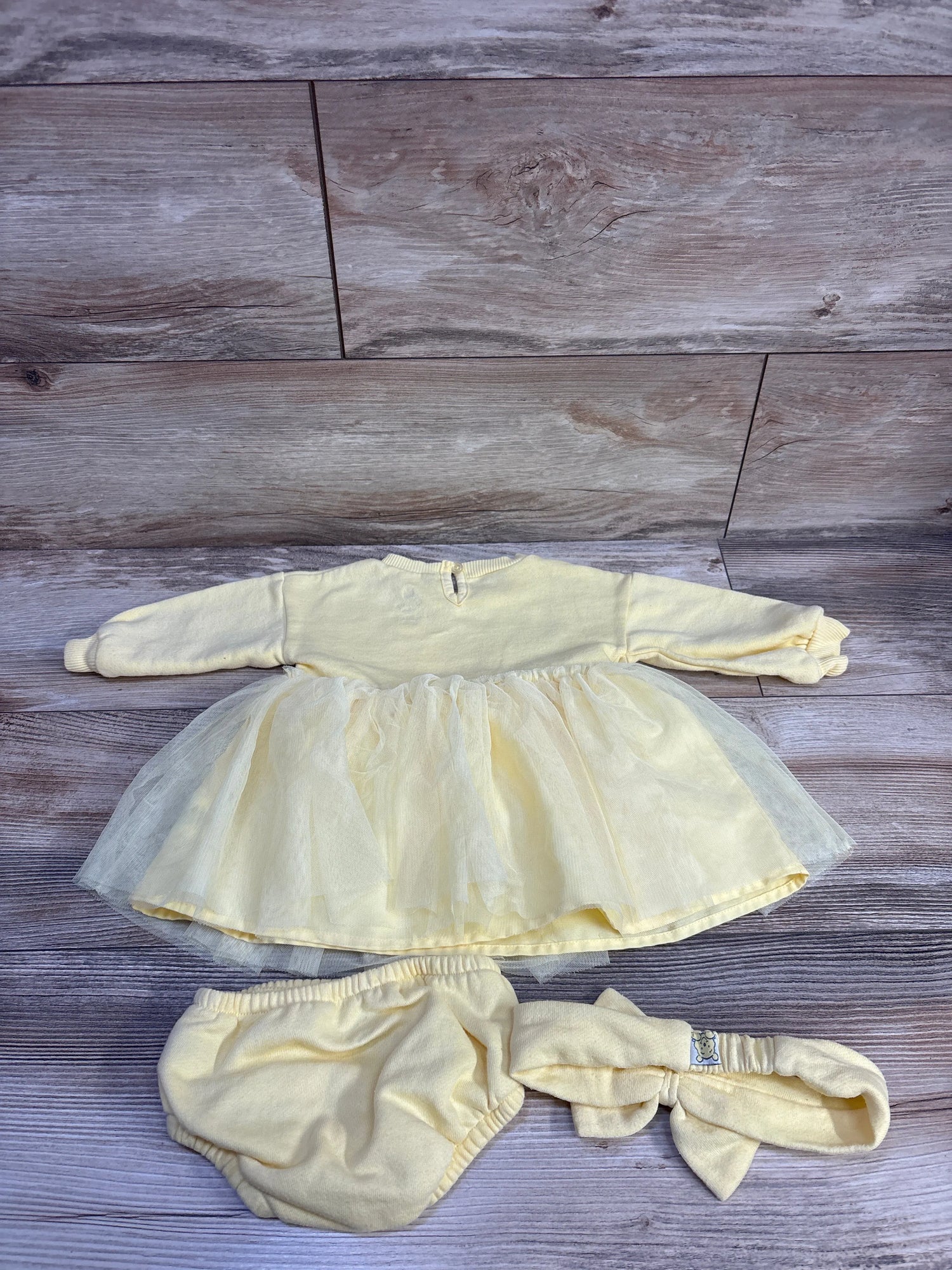 Disney Baby 3pc Winnie The Pooh Sweatshirt Dress & Bloomers Set Yellow sz 6/9m