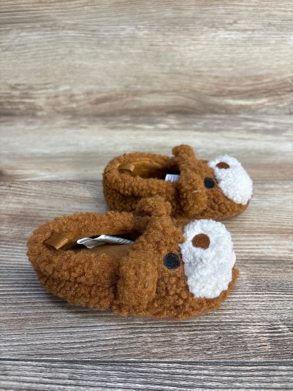 Wonder Nation Plush Bear Slippers, Brown sz 4c