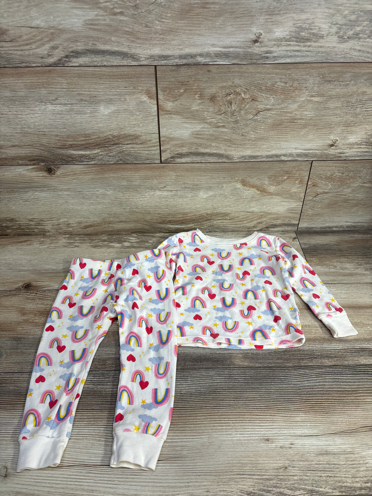 Old Navy 2pc Rainbow Pajama Set Ivory sz 2T