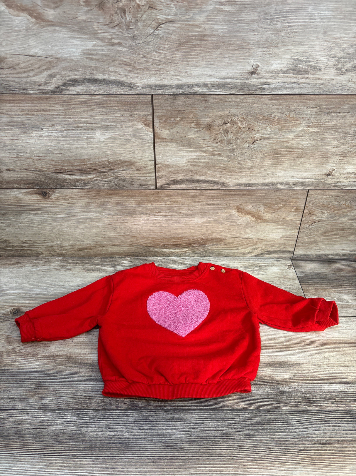 Cat & Jack Textured Heart Sweatshirt Red sz 18m