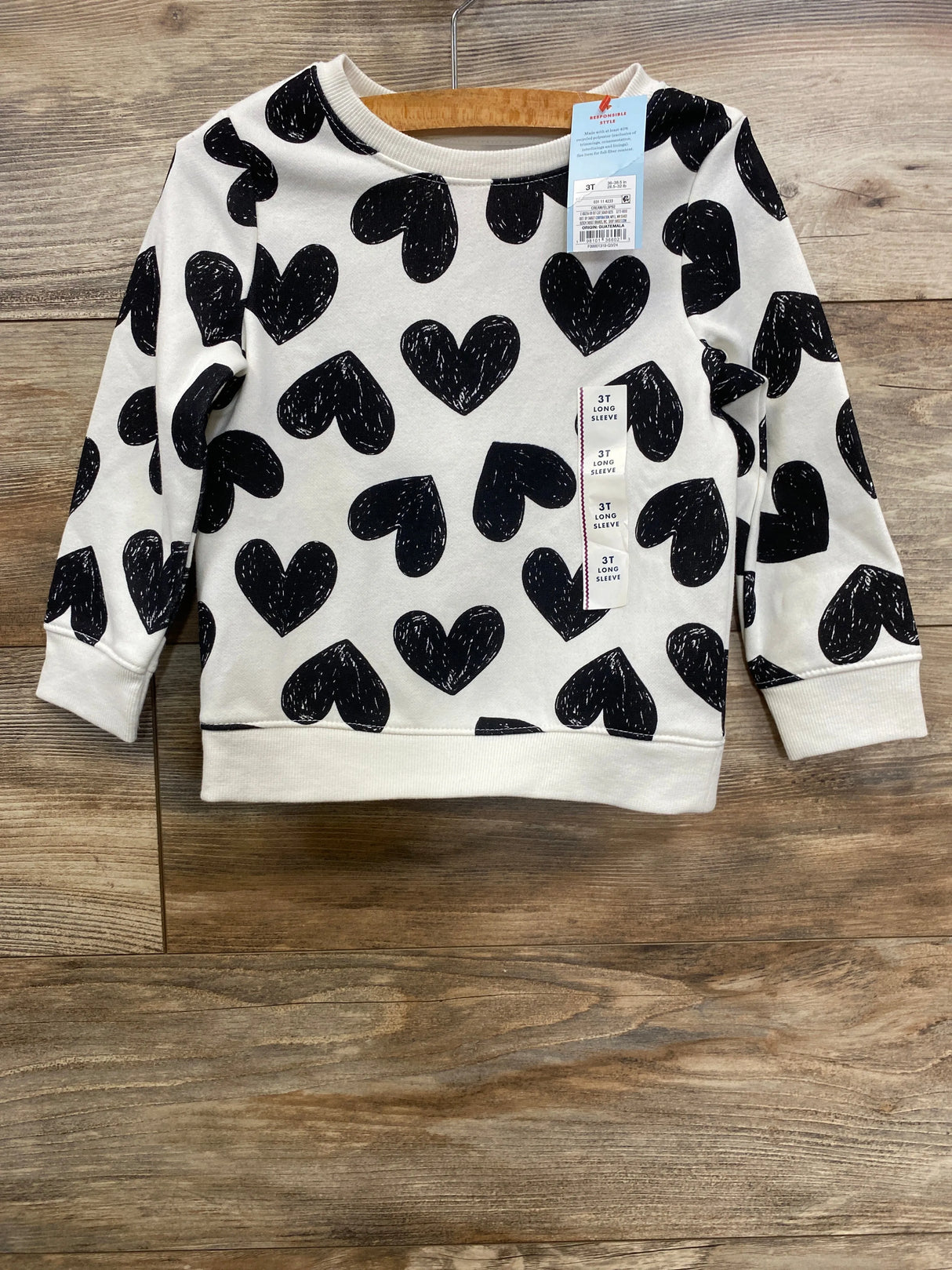 NEW Cat & Jack Heart Print Sweatshirt White sz 3T