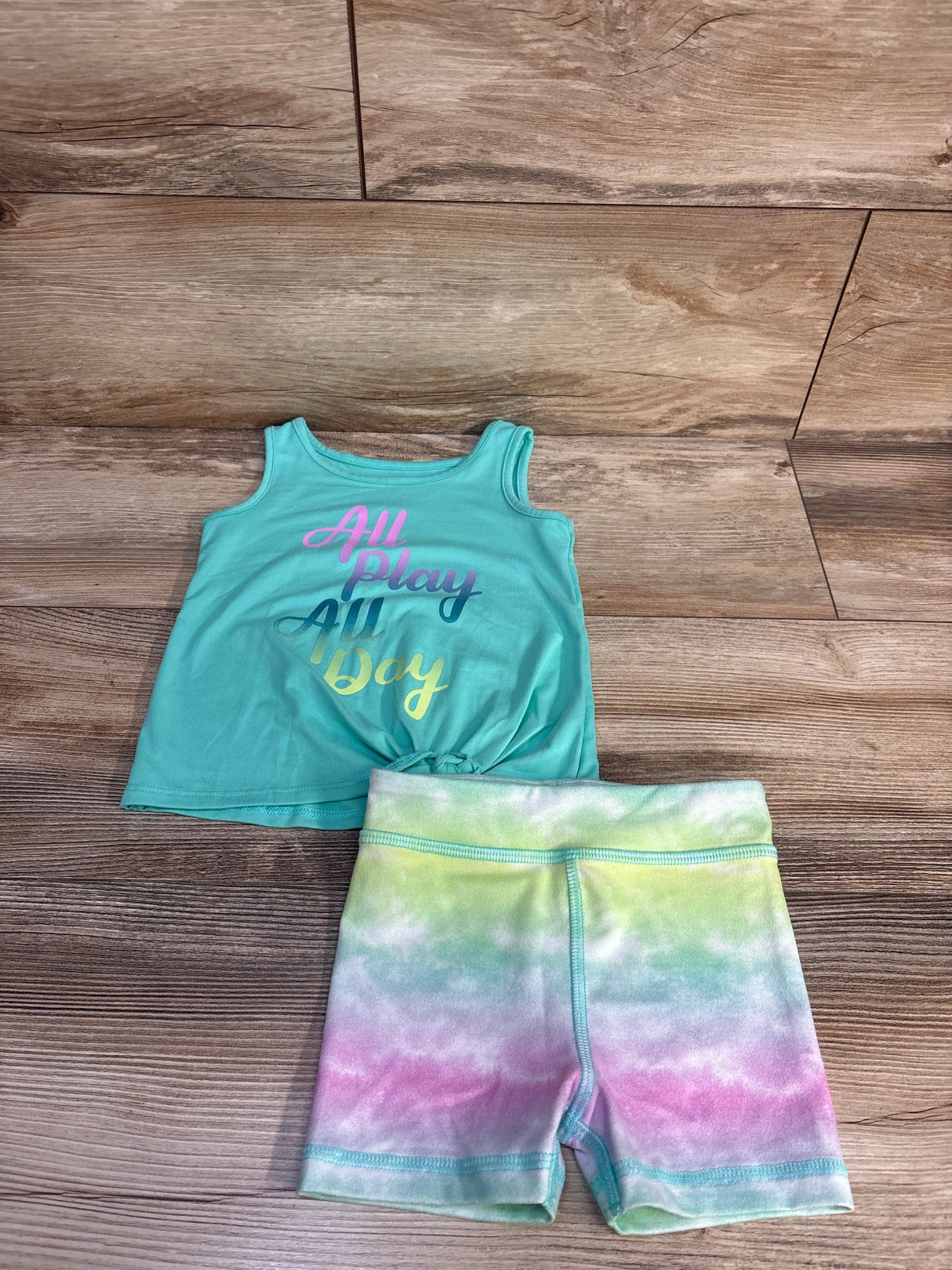 Jumping Beans Active 2pc Tank Top & Shorts Set Teal sz 18m