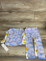 NEW Just One You 4pc Lemons & Flowers Pajama Set White/Blue sz 5T