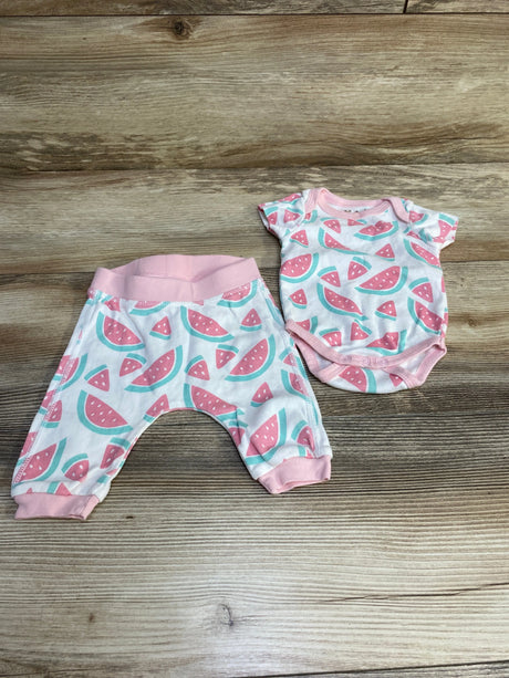 M+A by Monica + Andy 2pc Watermelon Bodysuit & Pants White sz Newborn - Me n Mommy To Be